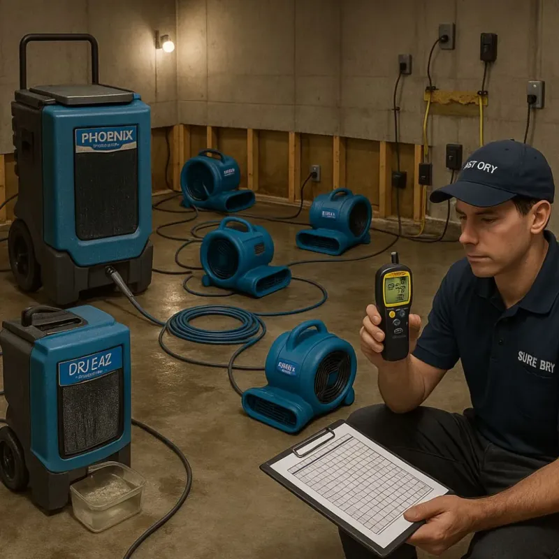 Structural Drying and Dehumidification process in Rancho Murieta, CA